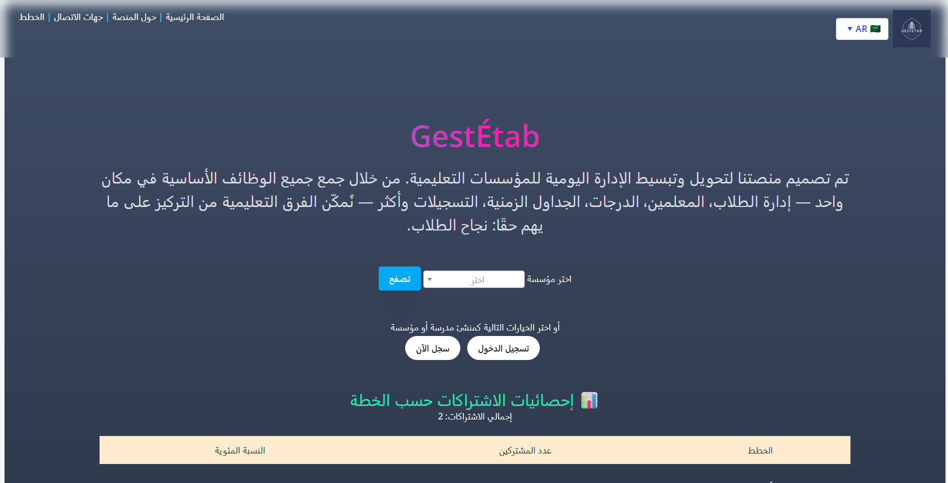 Page d'acceuil du site